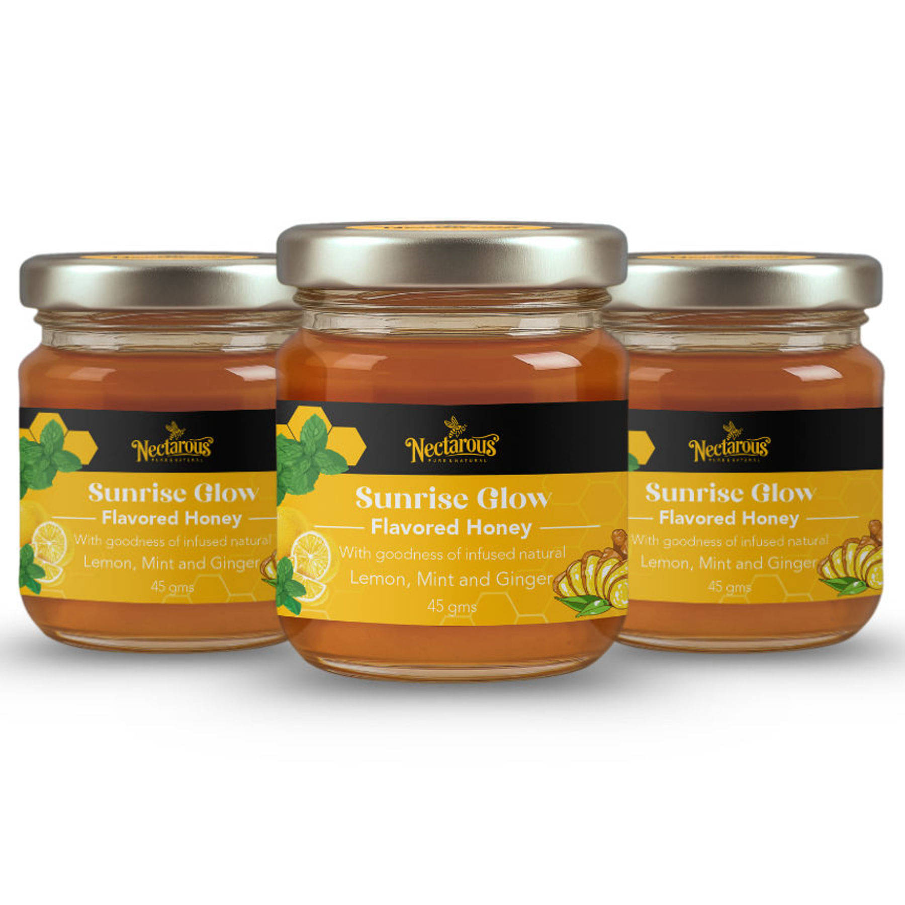     			Nectarous Pure & Natural Multifloral Honey Lemon,Mint,Ginger 45 g Pack of 3