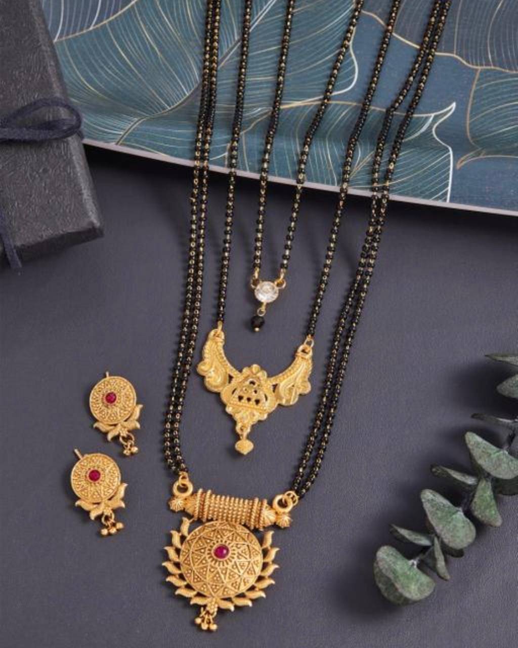     			OCHORI Golden Mangalsutra Set ( Pack of 3 )