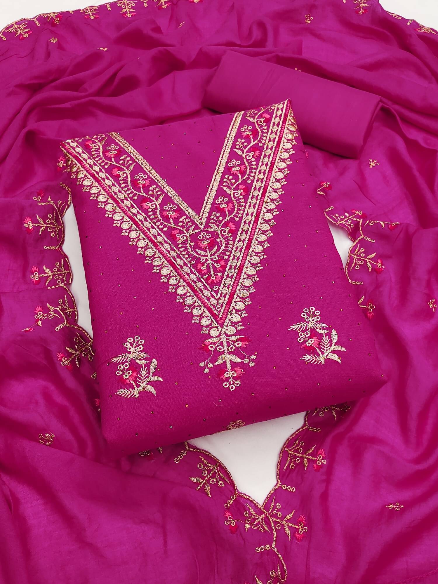     			Panbai sarees Women Cotton Unstitched Dress Material ( Pink )