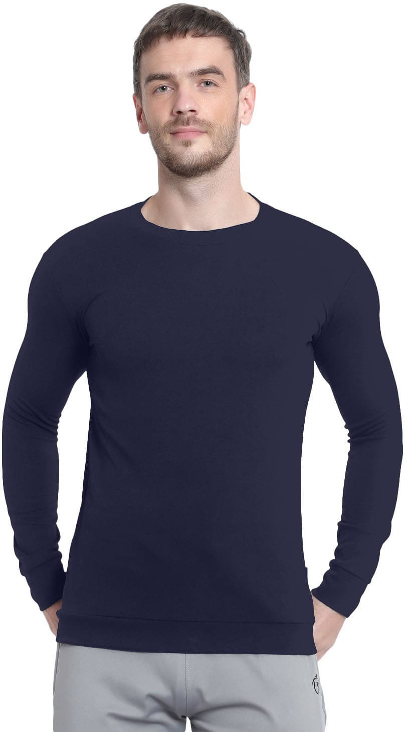     			RABBY Men Polyester Regular Fit Solid T-Shirt ( Navy Blue )