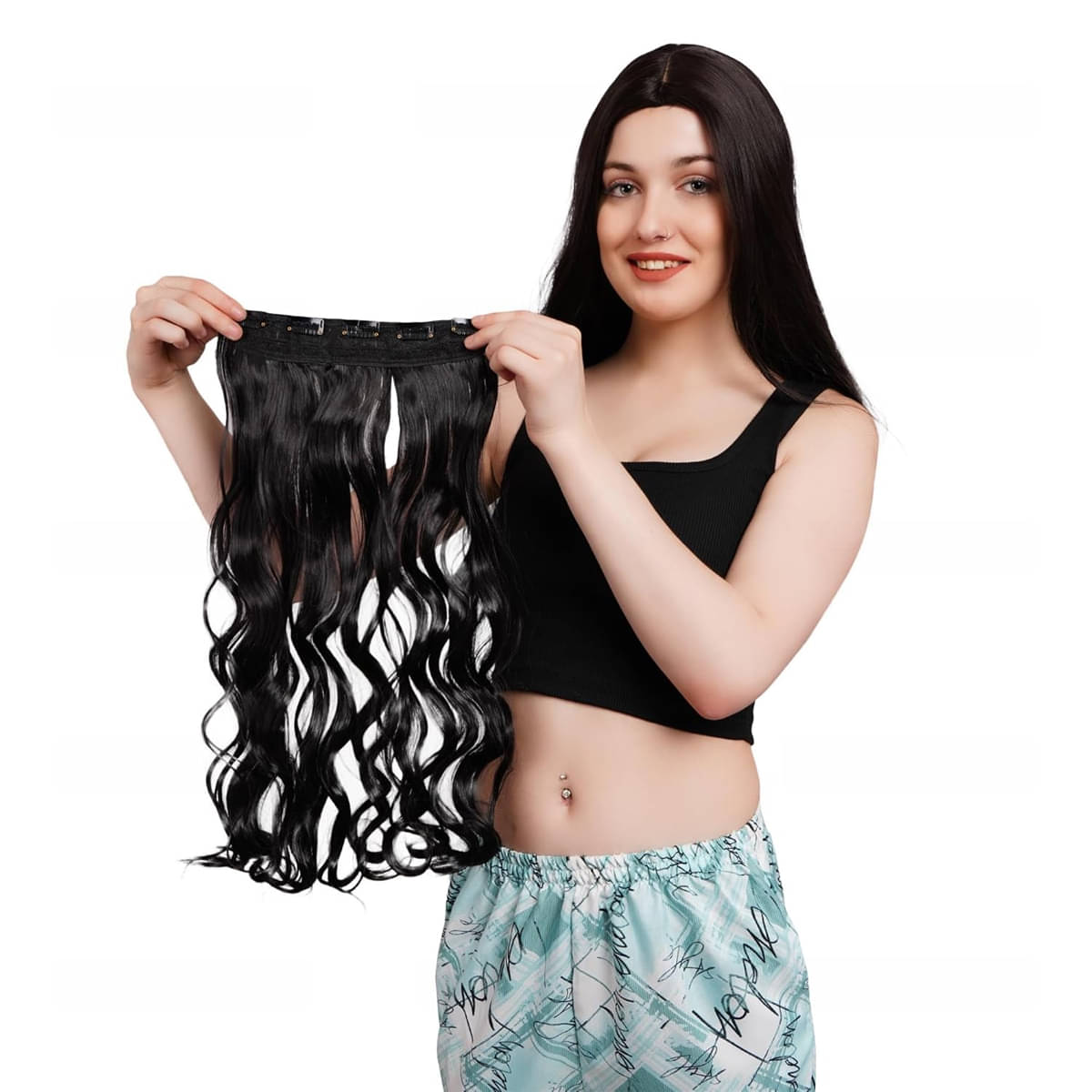     			RITZKART - Black Clip In Hair Extension