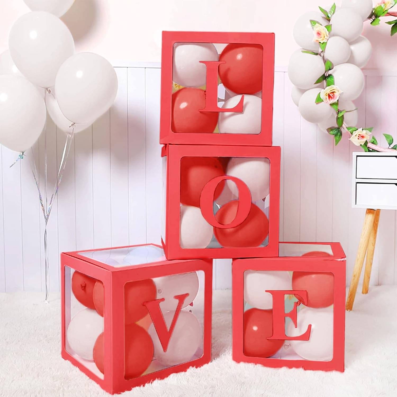     			Red Love Balloon Boxes, For Birthday Wedding Anniversary & Valentine’s Day Proposal Red Balloon Decoration Kit , Birthday & Anniversary Romantic Room Setup, Transparent Boxes with Balloons for Baby Shower, Birthday, Anniversary – For Boys & Girls