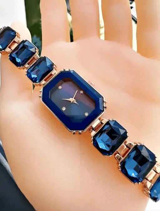     			Rhonium Blue Metal Analog Womens Watch