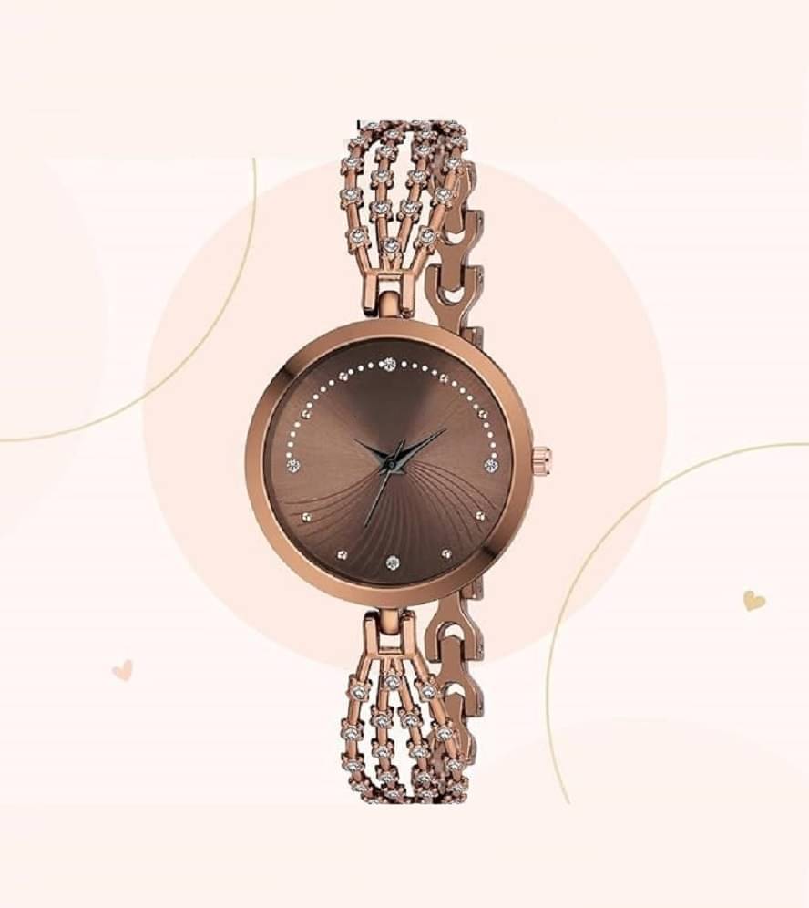     			Rhonium Brown Metal Analog Womens Watch