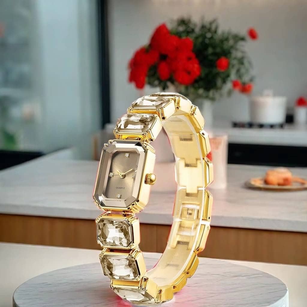 Rhonium Gold Metal Analog Womens Watch