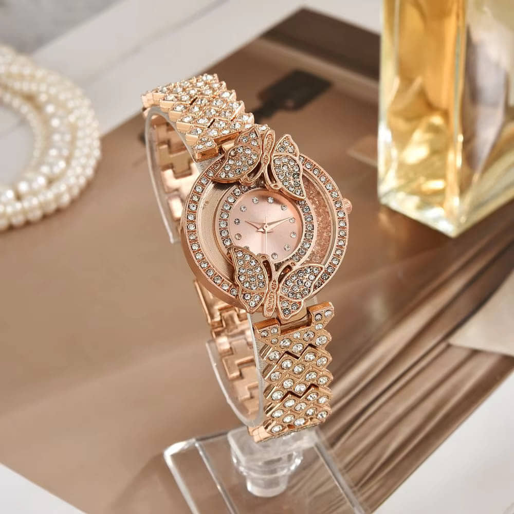 Rhonium Rose Gold Metal Analog Womens Watch