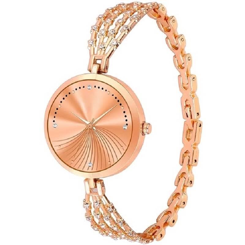 Rhonium Rose Gold Metal Analog Womens Watch