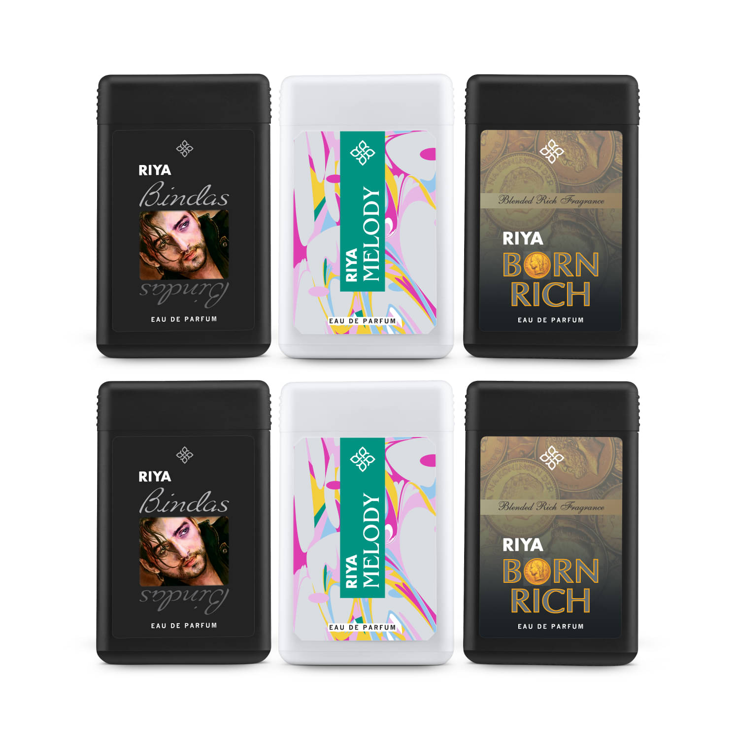     			Riya Bindas, Melody, Born Rich Pocket Perfume - Pack of 6 (18ML Each)