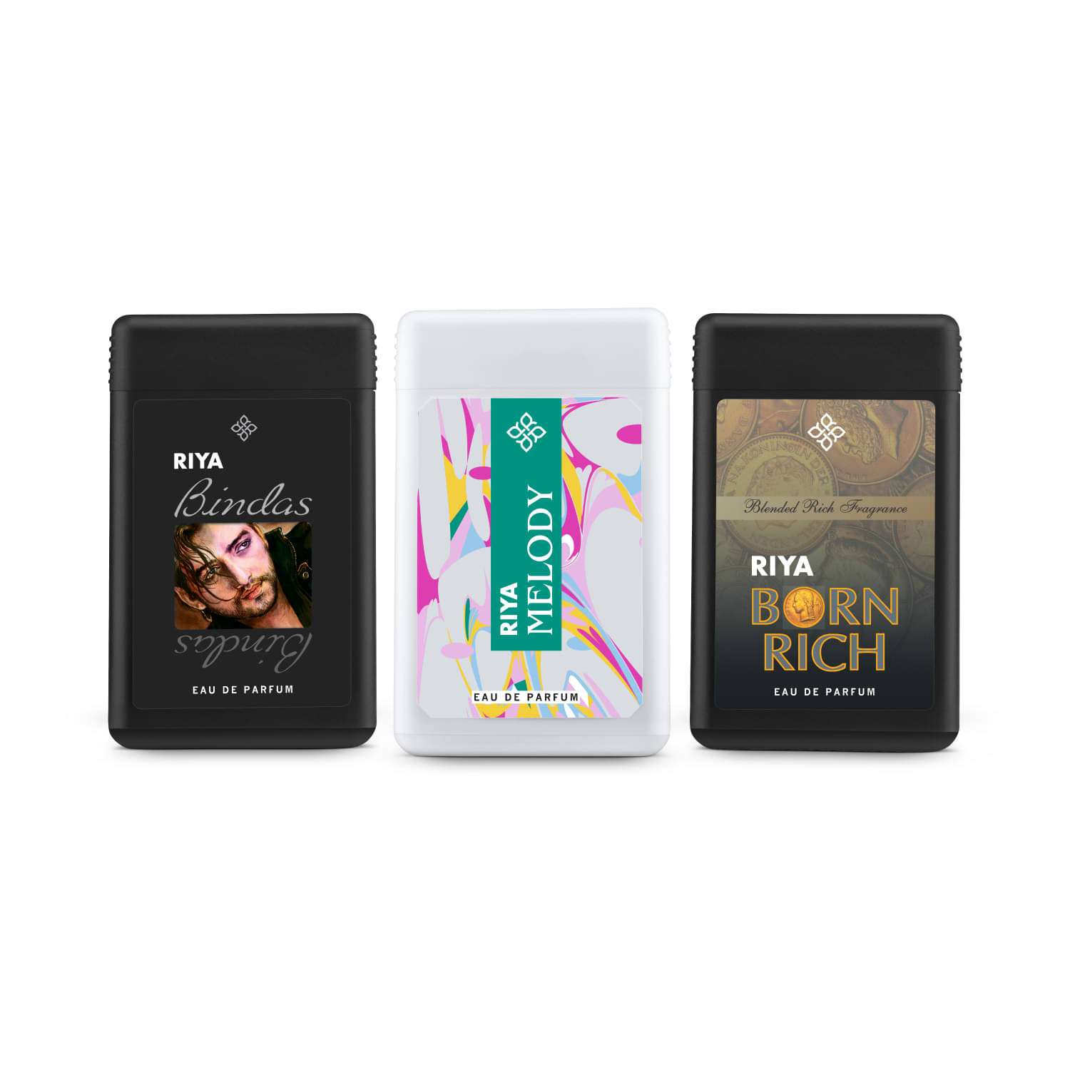     			Riya Bindas, Melody, Born Rich Pocket Perfume - Pack of 3 (18ML Each)