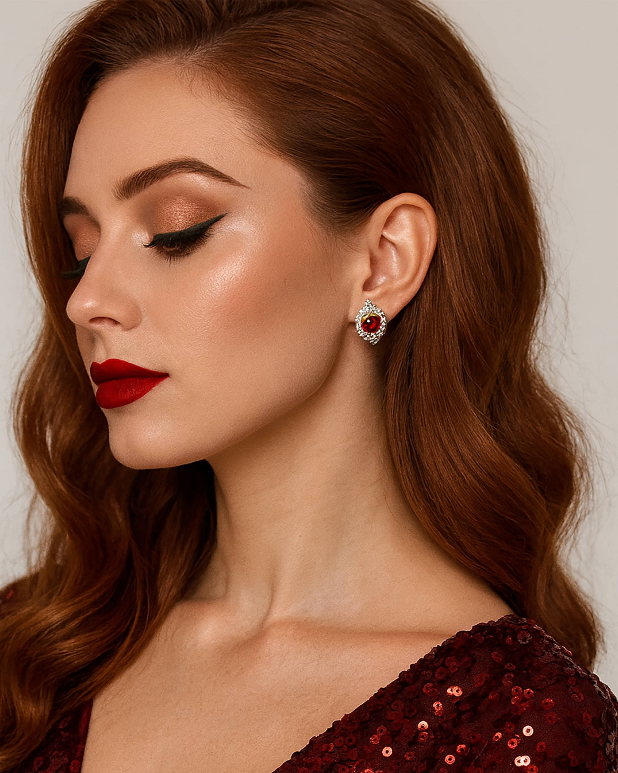     			SHANKHRAJ MA LL Red Stud Earrings ( Pack of 1 )