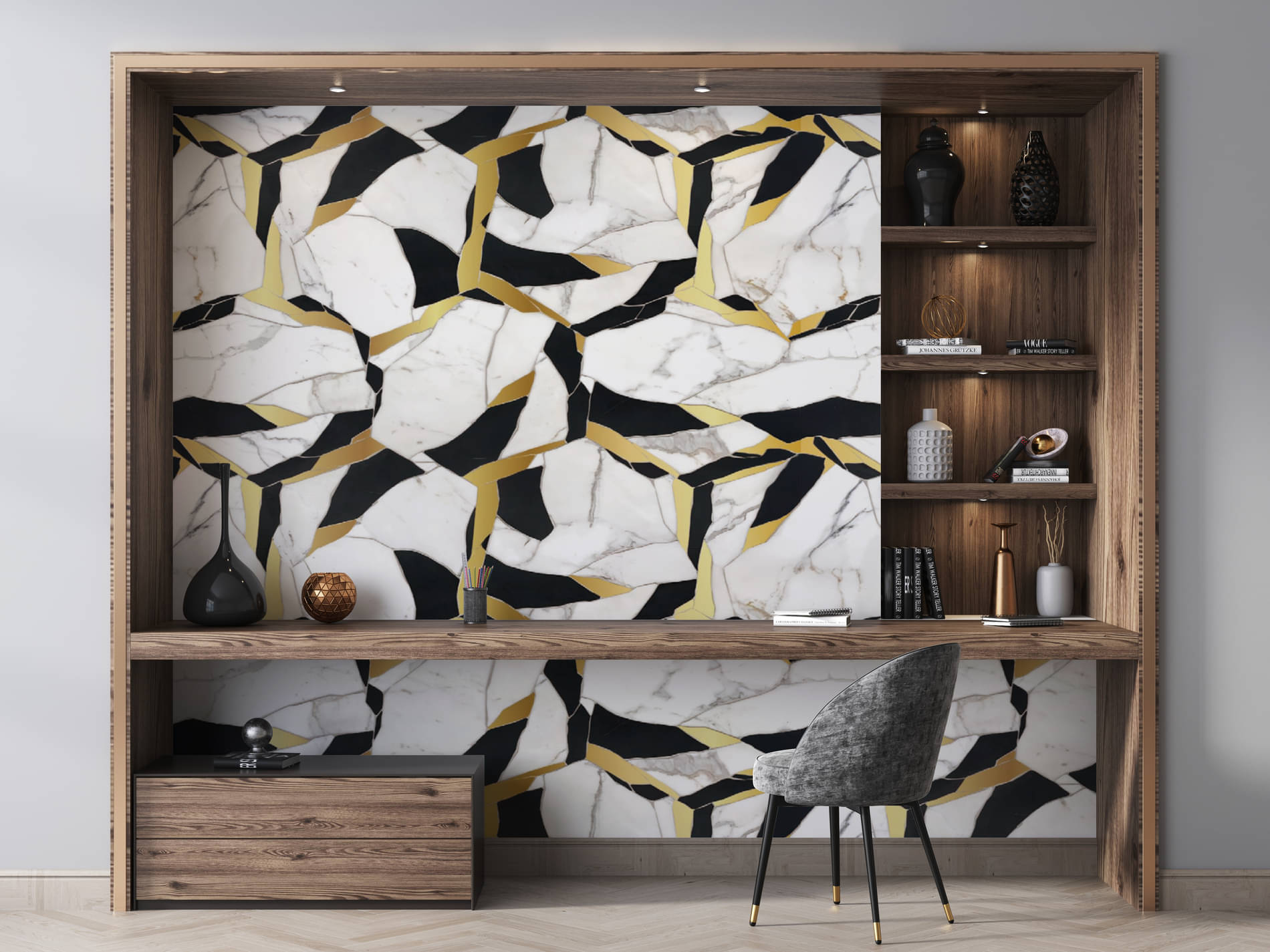 Sekhmet GOLD WHITE BLACK Self-Adhesive Wallpaper Waterproof Old Furniture Vinyl Stickers Wooden Door Wardrobe Desktop PVC Wall Papers(60*200)     			Sekhmet GOLD WHITE BLACK Self-Adhesive Wallpaper Waterproof Old Furniture Vinyl Stickers Wooden Door Wardrobe Desktop PVC Wall Papers(60*200)