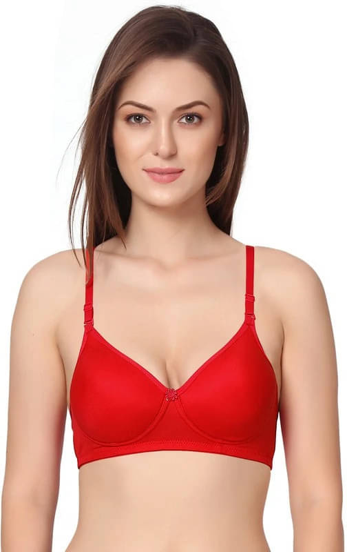 Thread Sutra Pack of 1 Cotton Lightly Padded T-Shirt Bra For Women ( Red ) Thread Sutra Pack of 1 Cotton Lightly Padded T-Shirt Bra For Women ( Red )