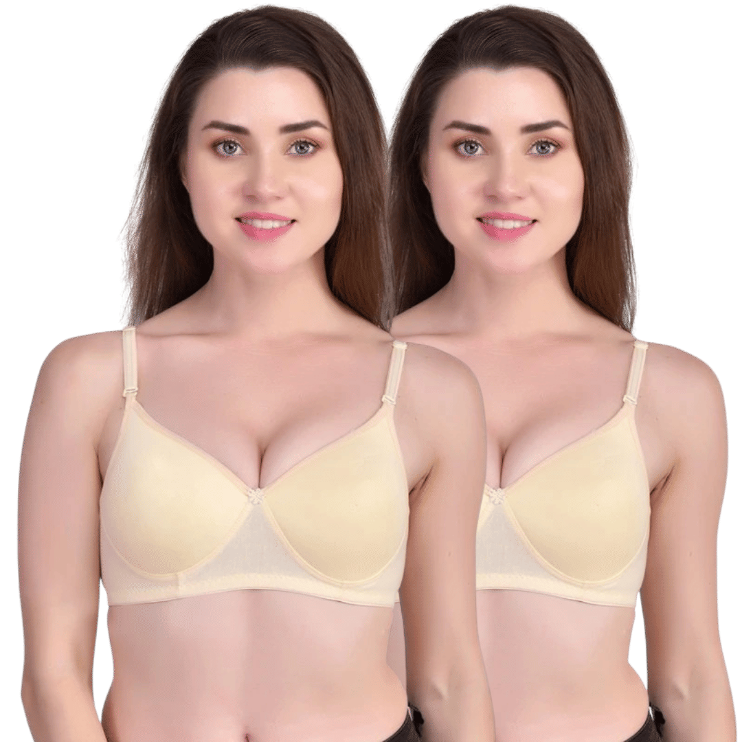 Thread Sutra Pack of 2 Cotton Lightly Padded T-Shirt Bra For Women ( Multicolor1 ) Thread Sutra Pack of 2 Cotton Lightly Padded T-Shirt Bra For Women ( Multicolor1 )