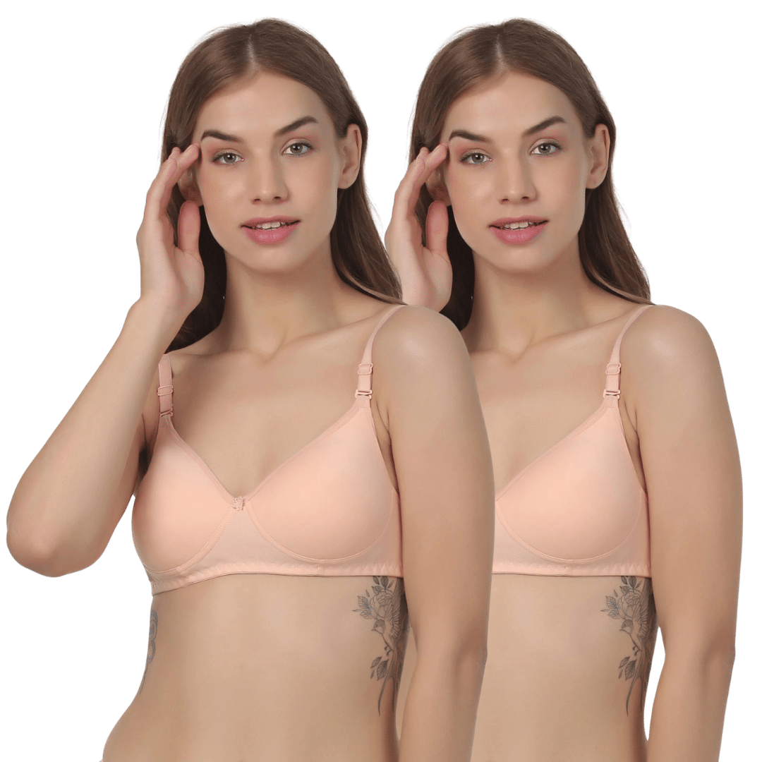     			Thread Sutra Pack of 2 Cotton Lightly Padded T-Shirt Bra For Women ( Multicolor3 )
