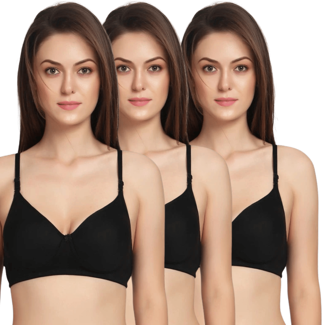     			Thread Sutra Pack of 3 Cotton Lightly Padded T-Shirt Bra For Women ( Multicolor6 )