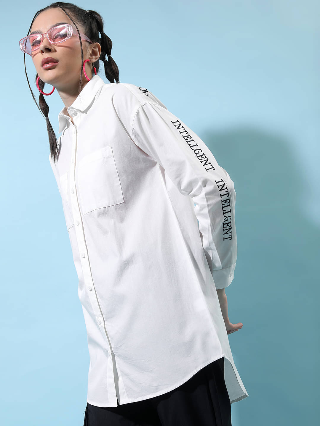 Tokyo Talkies Women Printed Cotton Shirt ( White ) Tokyo Talkies Women Printed Cotton Shirt ( White )