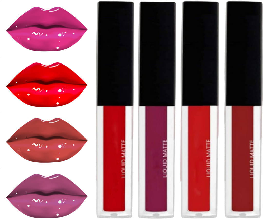     			VAGONS Red Matte Long Lasting Liquid Lipstick ( Pack of 4 )