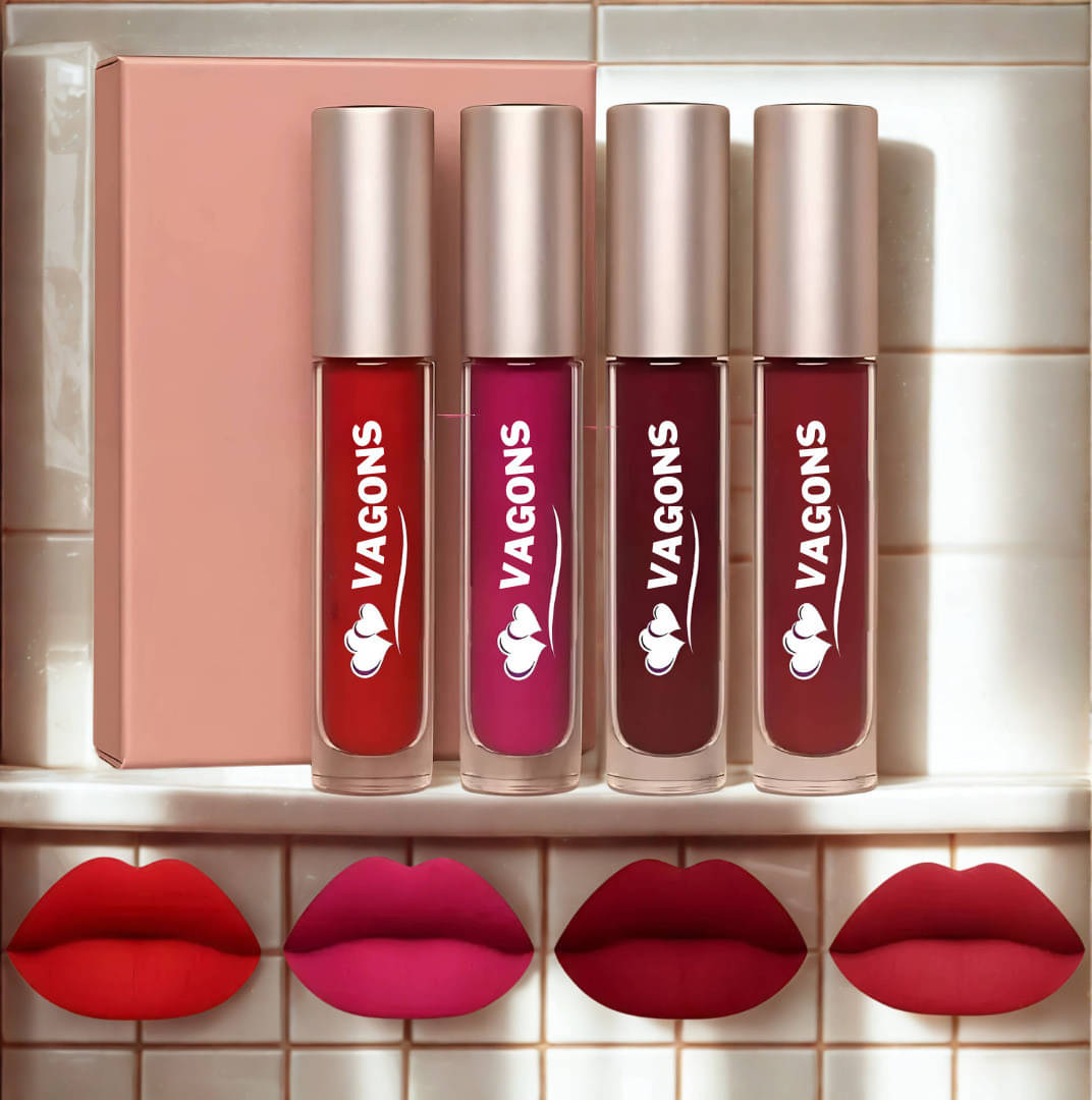     			VAGONS Red Matte Long Lasting Liquid Lipstick ( Pack of 4 )