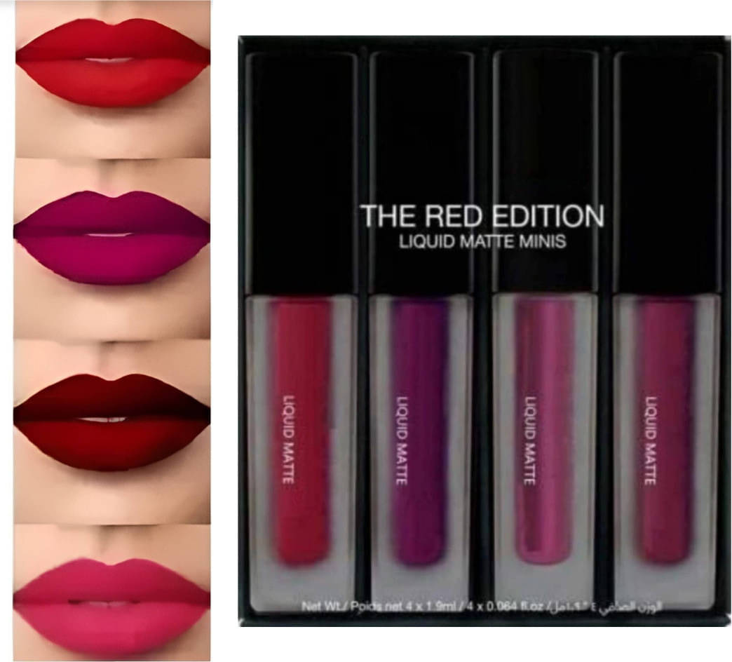     			VAGONS Red Matte Long Lasting Liquid Lipstick ( Pack of 4 )
