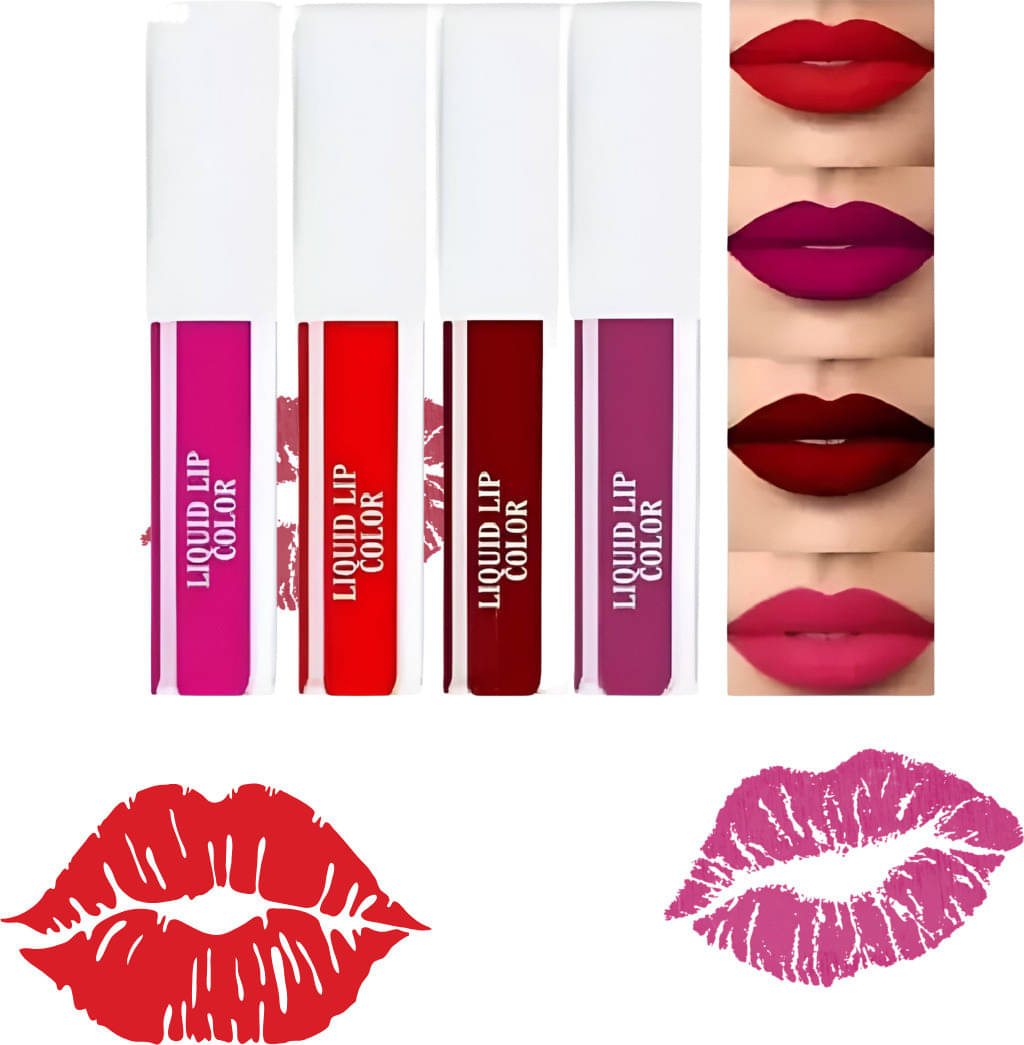    			VAGONS Red Matte Long Lasting Liquid Lipstick ( Pack of 4 )