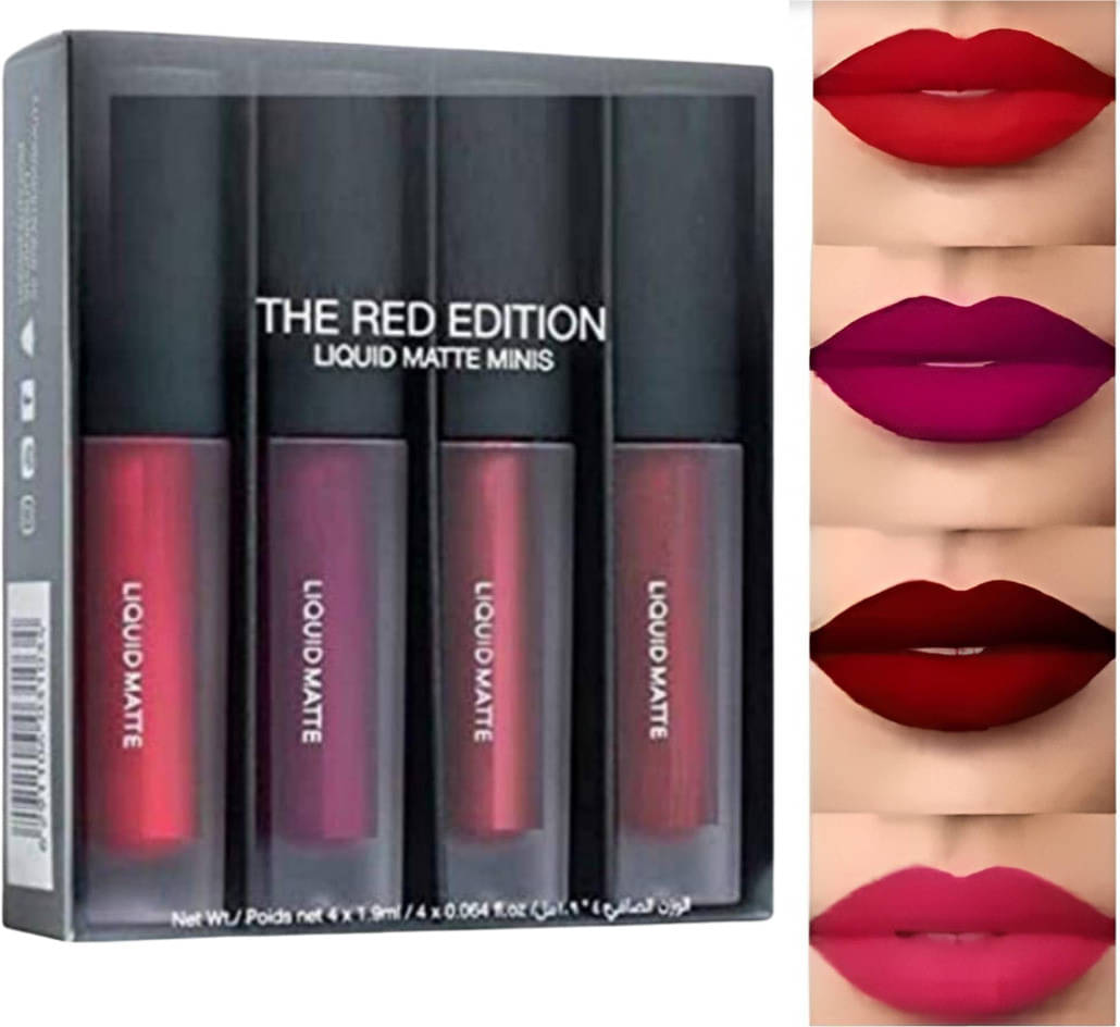     			VAGONS Red Matte Long Lasting Liquid Lipstick ( Pack of 4 )