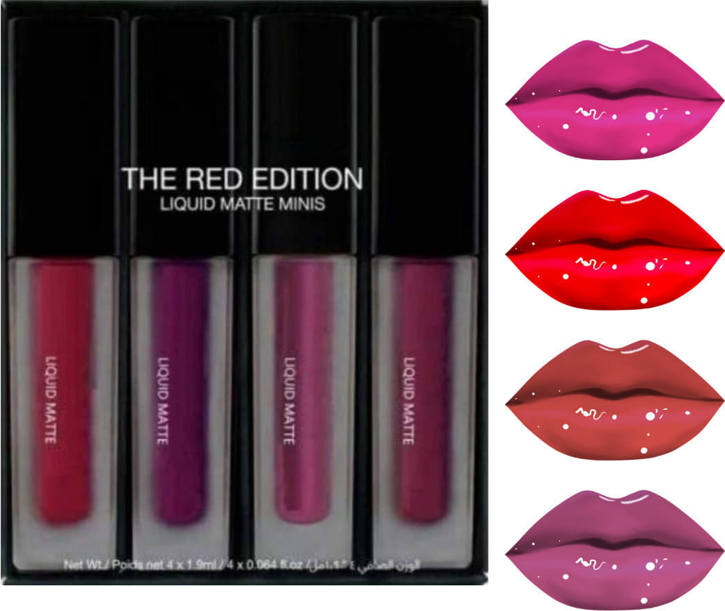     			VAGONS Red Matte Long Lasting Liquid Lipstick ( Pack of 4 )