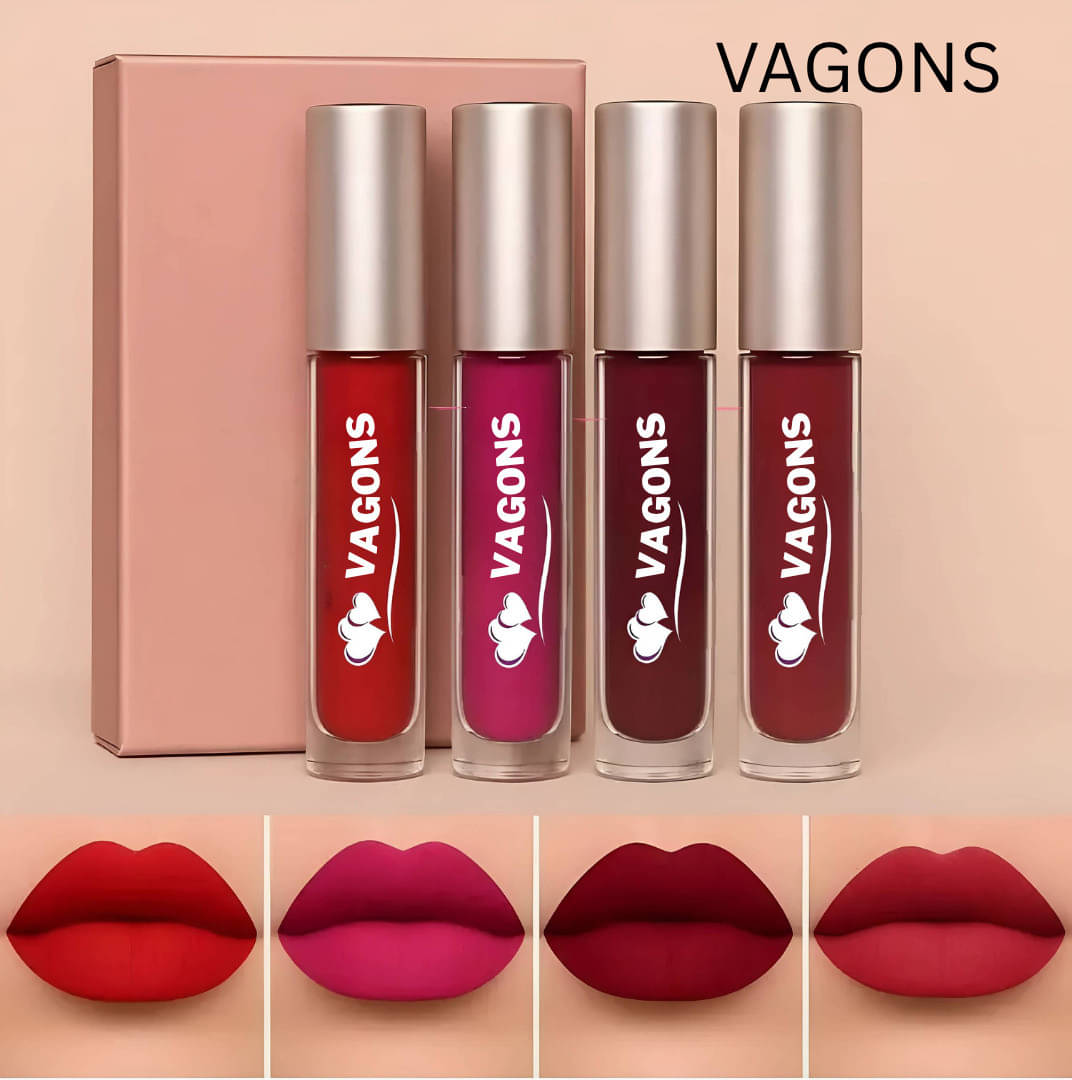     			VAGONS Red Matte Long Lasting Liquid Lipstick ( Pack of 4 )
