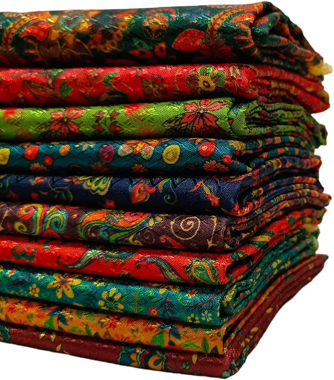     			VRAGI Multicolor Unstitched Art Silk Women's Blouse ( Pack of 10 )