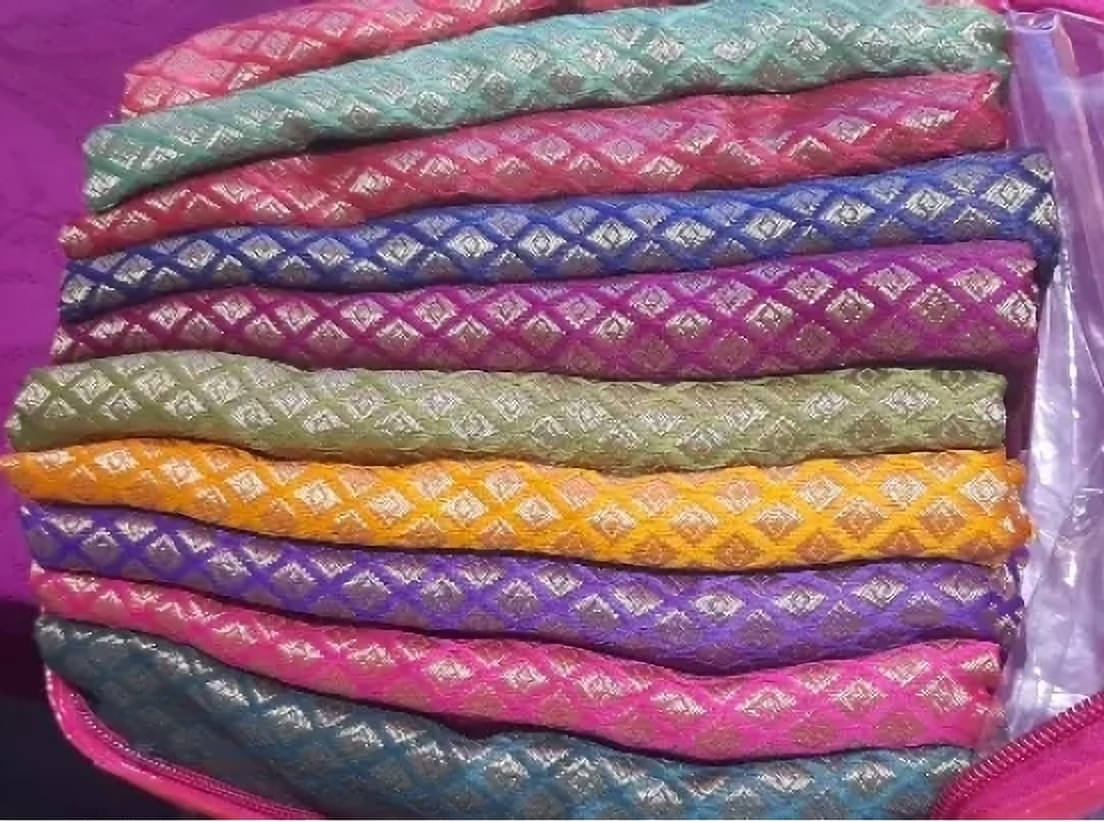     			VRAGI Multicolor Unstitched Art Silk Women's Blouse ( Pack of 10 )