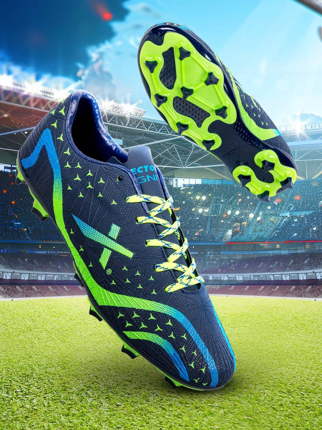Vector X Ignite 2.0 Navy Green Football Shoes Vector X Ignite 2.0 Navy Green Football Shoes