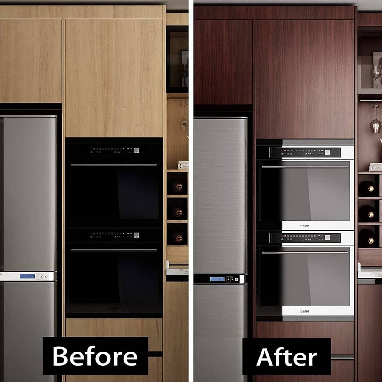     			WRUNJI,DARK BRAWON WOOD  Floral Self-Adhesive Wallpaper PVC Peel & Kitchen & Furniture Makeover(45x500 cm)