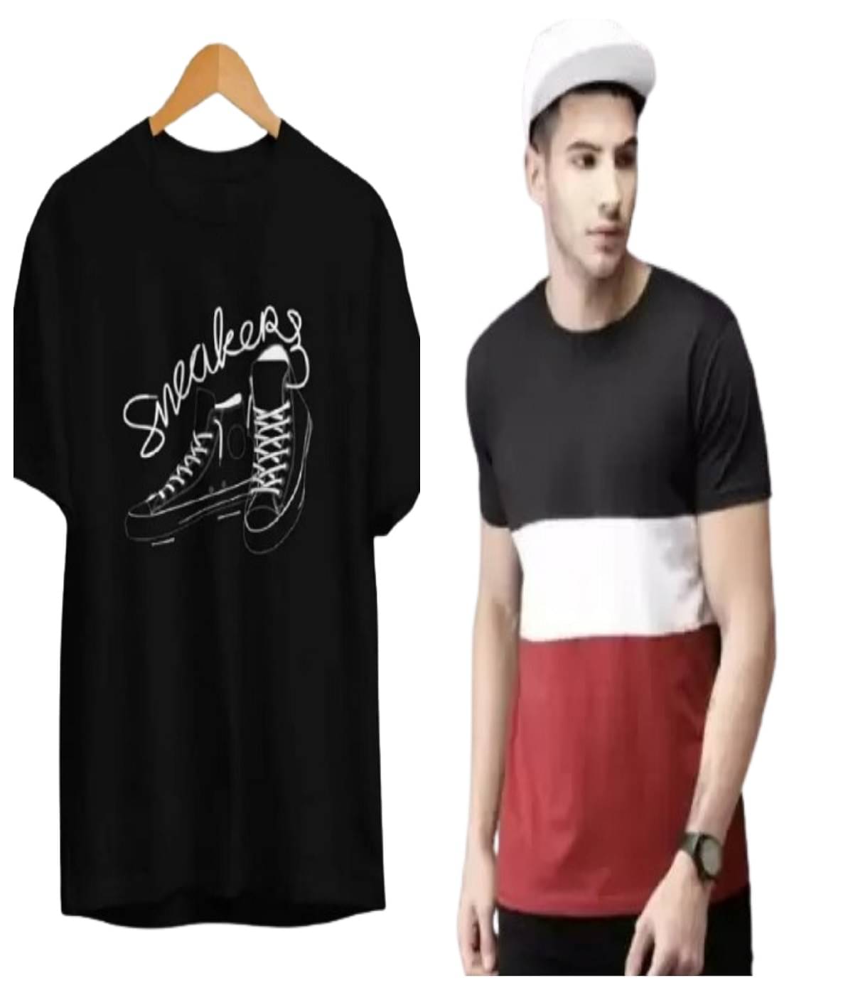     			attitude start of fashion Men Polyester Regular Fit Colorblock T-Shirt ( Maroon )