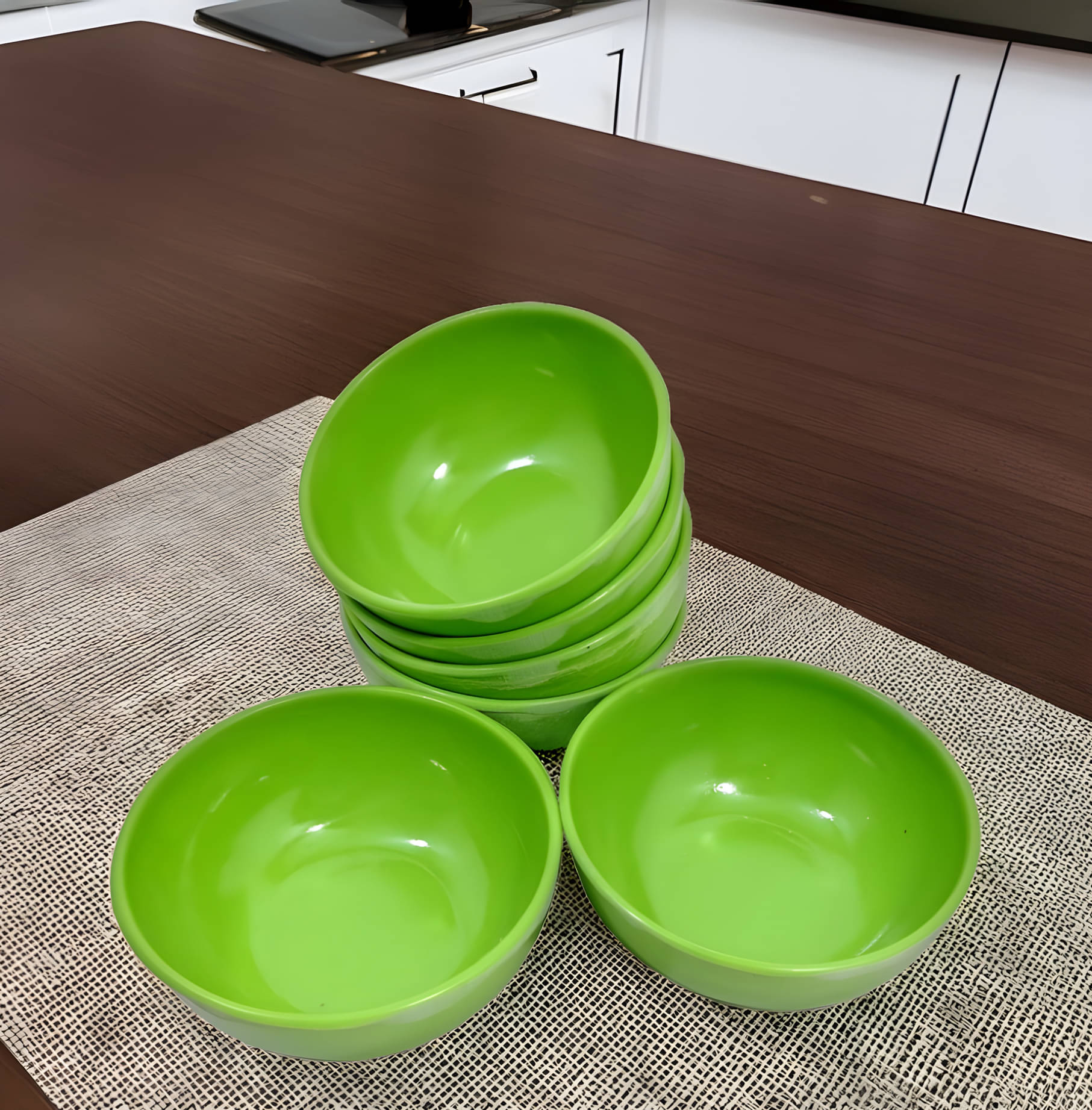 kitchrox Melamine Plain Vegetable Bowl 10 cm ( Set of 6 ) Green kitchrox Melamine Plain Vegetable Bowl 10 cm ( Set of 6 ) Green