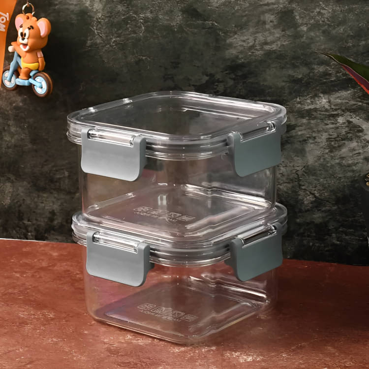     			purple dust Food Container Plastic Transparent Multi-Purpose Container ( Set of 2 )