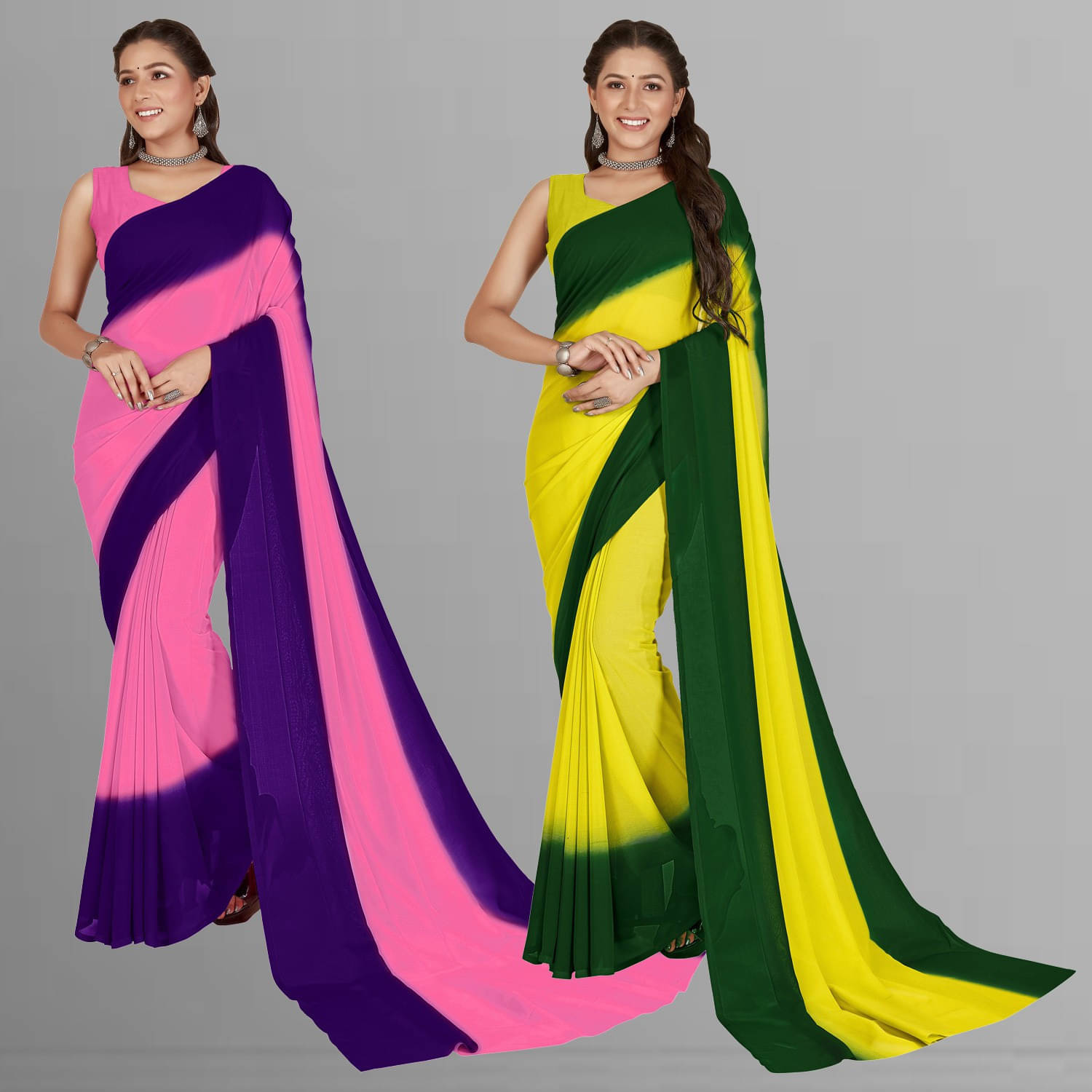     			ANAND SAREE Georgette Dyed Regular Saree With Unstitched Blouse Piece ( Multicolor )