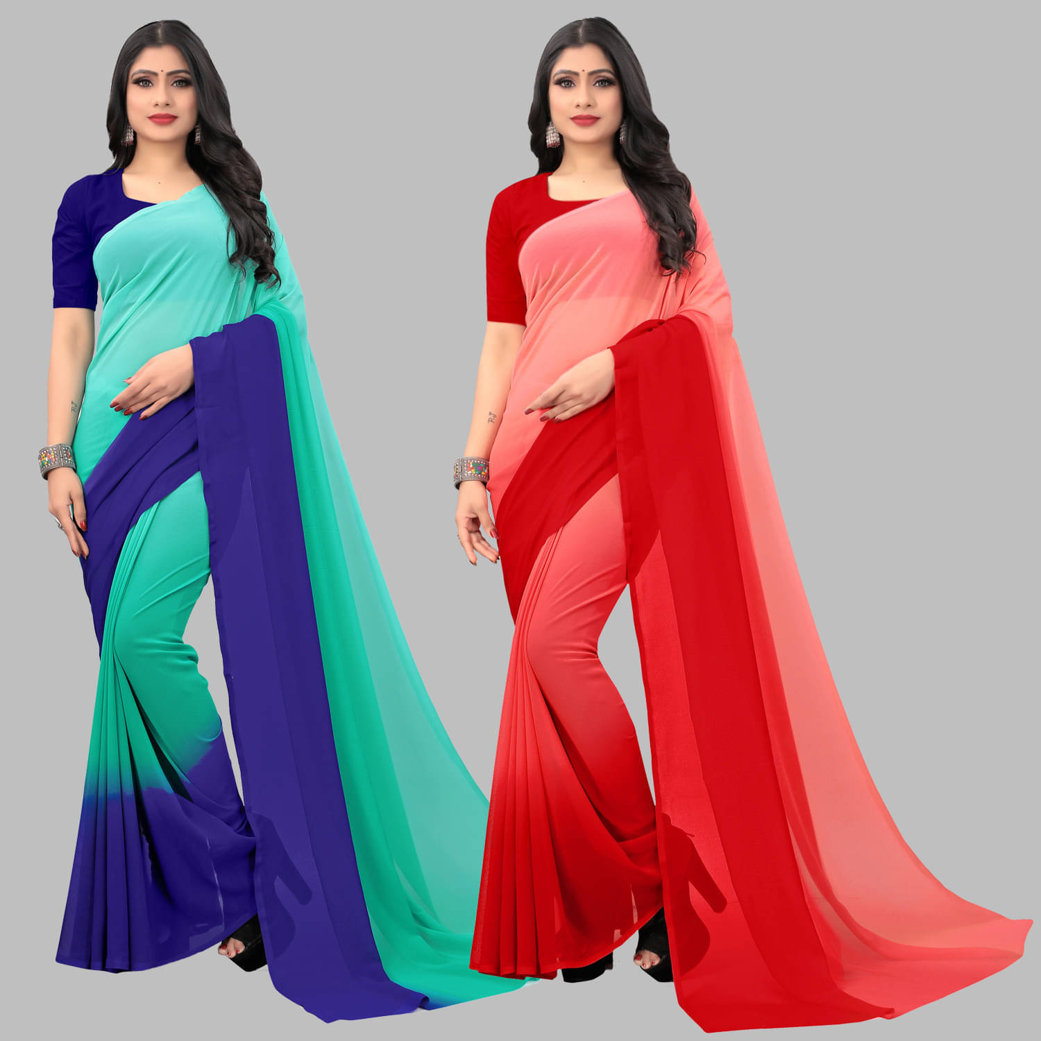ANAND SAREE Georgette Dyed Regular Saree With Unstitched Blouse Piece ( Multicolor ) ANAND SAREE Georgette Dyed Regular Saree With Unstitched Blouse Piece ( Multicolor )