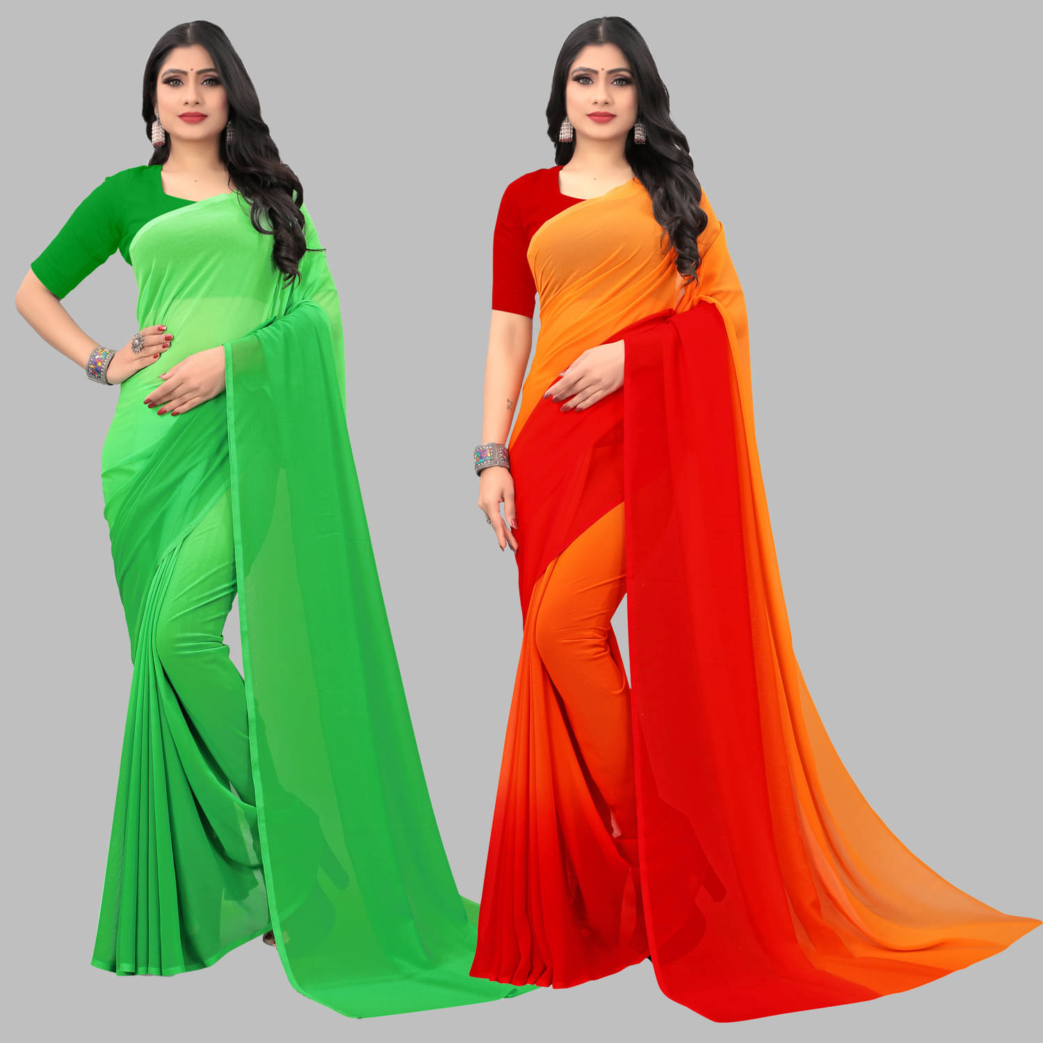     			ANAND SAREE Georgette Dyed Regular Saree With Unstitched Blouse Piece ( Multicolor )