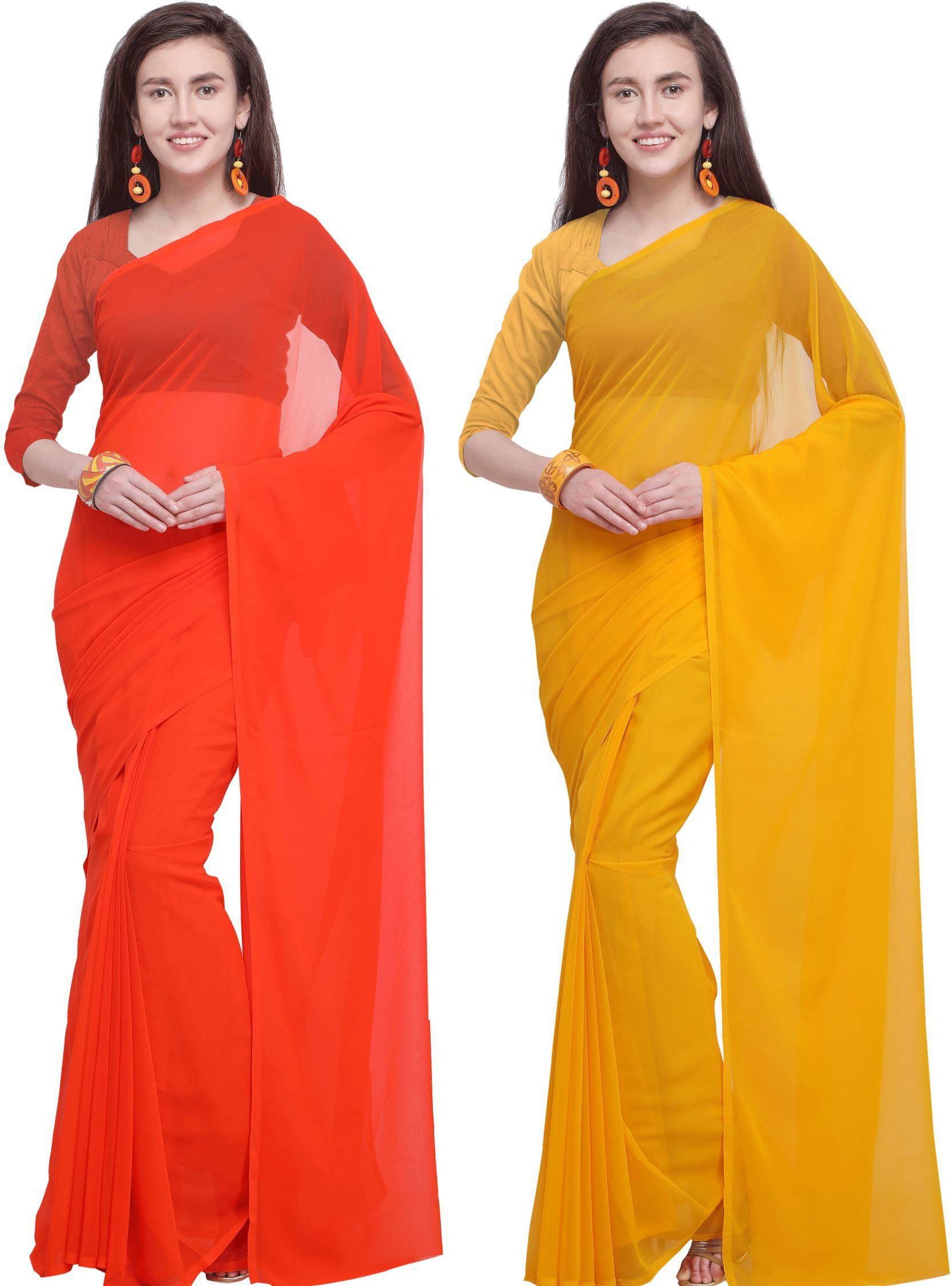     			ANAND SAREE Georgette Dyed Regular Saree With Unstitched Blouse Piece ( Multicolor )