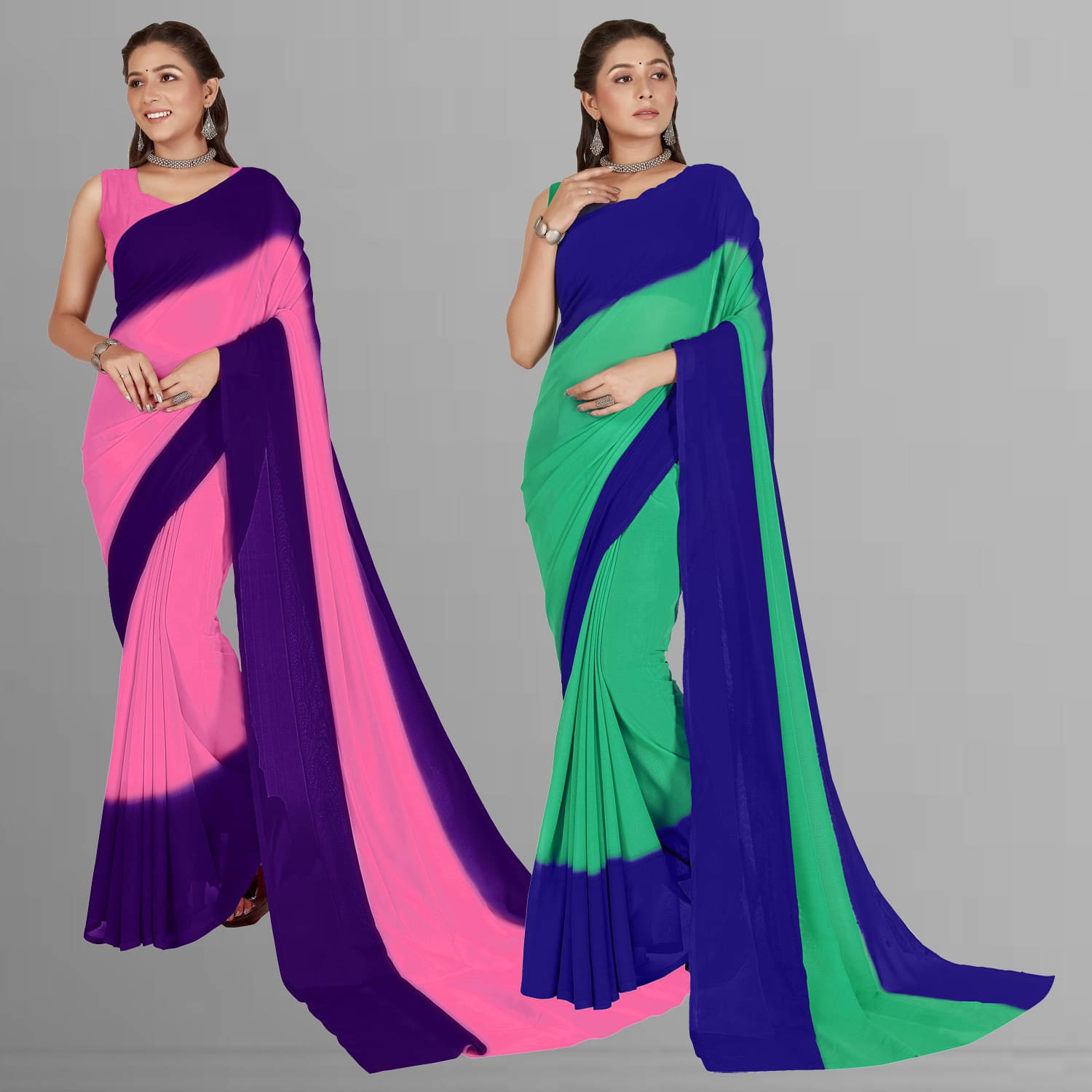     			ANAND SAREE Georgette Dyed Regular Saree With Unstitched Blouse Piece ( Multicolor )