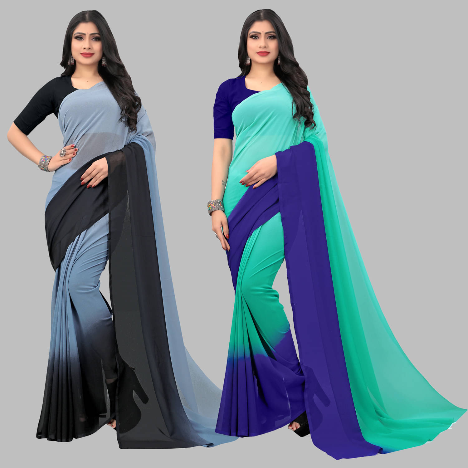     			ANAND SAREE Georgette Dyed Regular Saree With Unstitched Blouse Piece ( Multicolor )