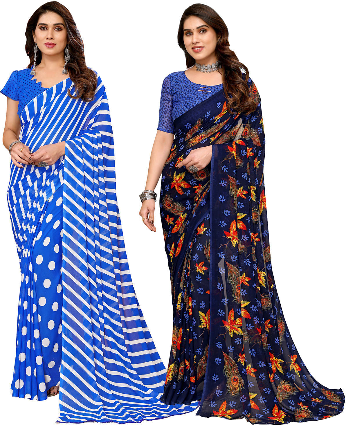     			ANAND SAREE Georgette Printed Regular Saree With Unstitched Blouse Piece ( Multicolor )