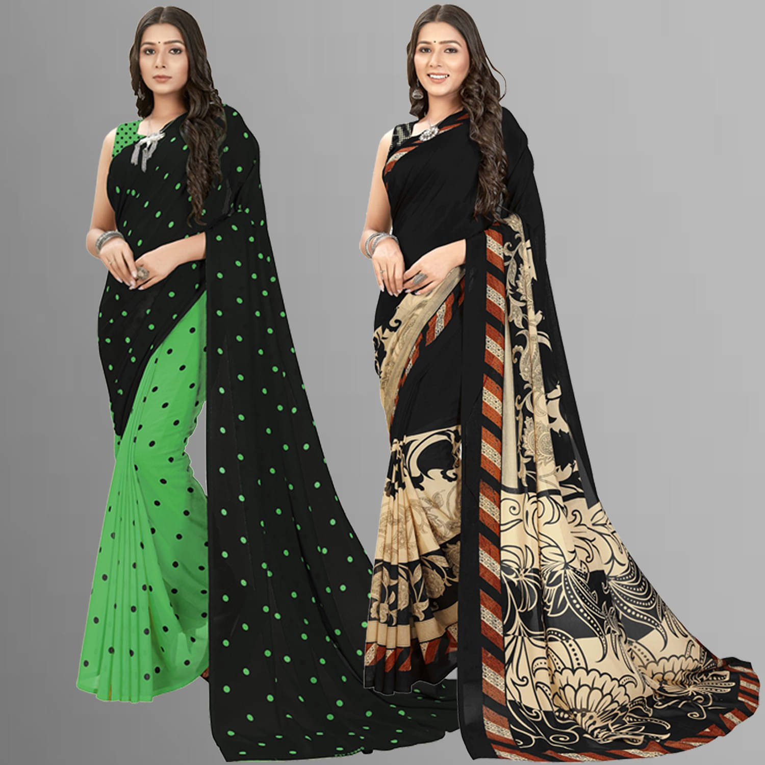 ANAND SAREE Georgette Printed Regular Saree With Unstitched Blouse Piece ( Multicolor ) ANAND SAREE Georgette Printed Regular Saree With Unstitched Blouse Piece ( Multicolor )