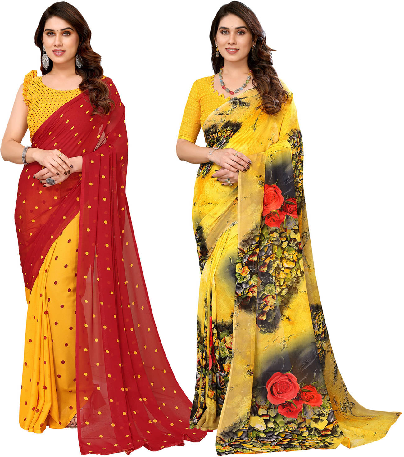     			ANAND SAREE Georgette Printed Regular Saree With Unstitched Blouse Piece ( Multicolor )