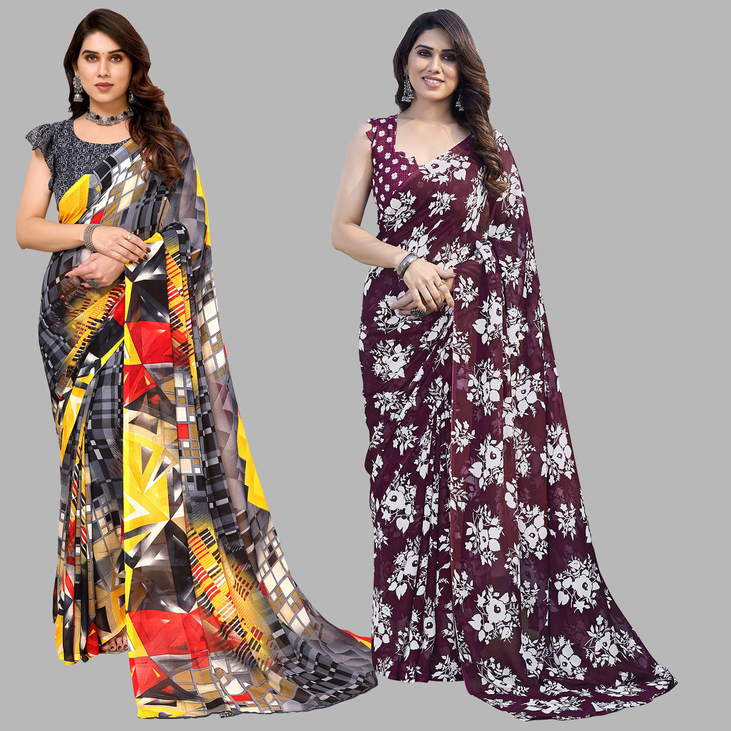 ANAND SAREE Georgette Printed Regular Saree With Unstitched Blouse Piece ( Multicolor ) ANAND SAREE Georgette Printed Regular Saree With Unstitched Blouse Piece ( Multicolor )