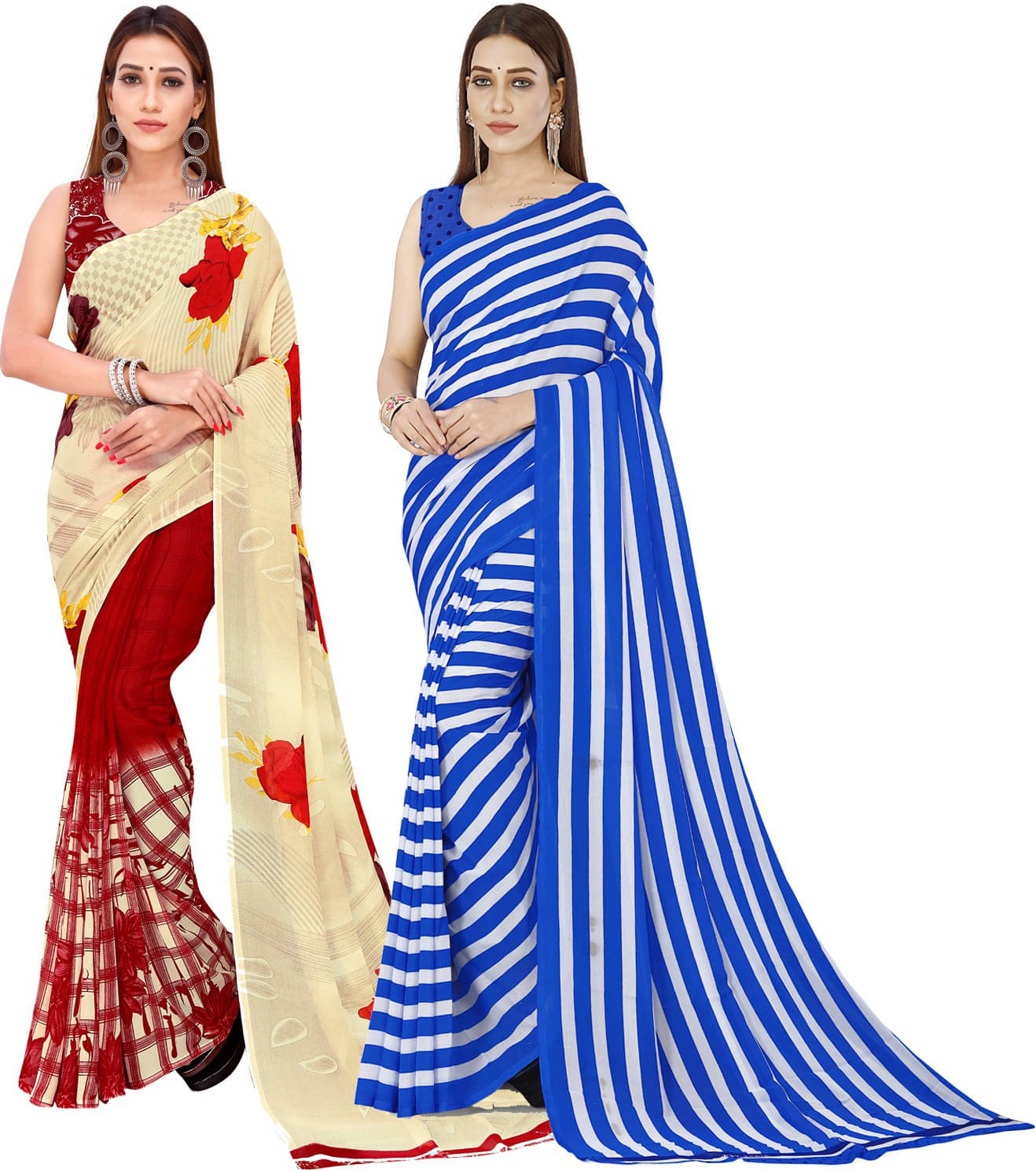 ANAND SAREE Georgette Printed Regular Saree With Unstitched Blouse Piece ( Multicolor )     			ANAND SAREE Georgette Printed Regular Saree With Unstitched Blouse Piece ( Multicolor )