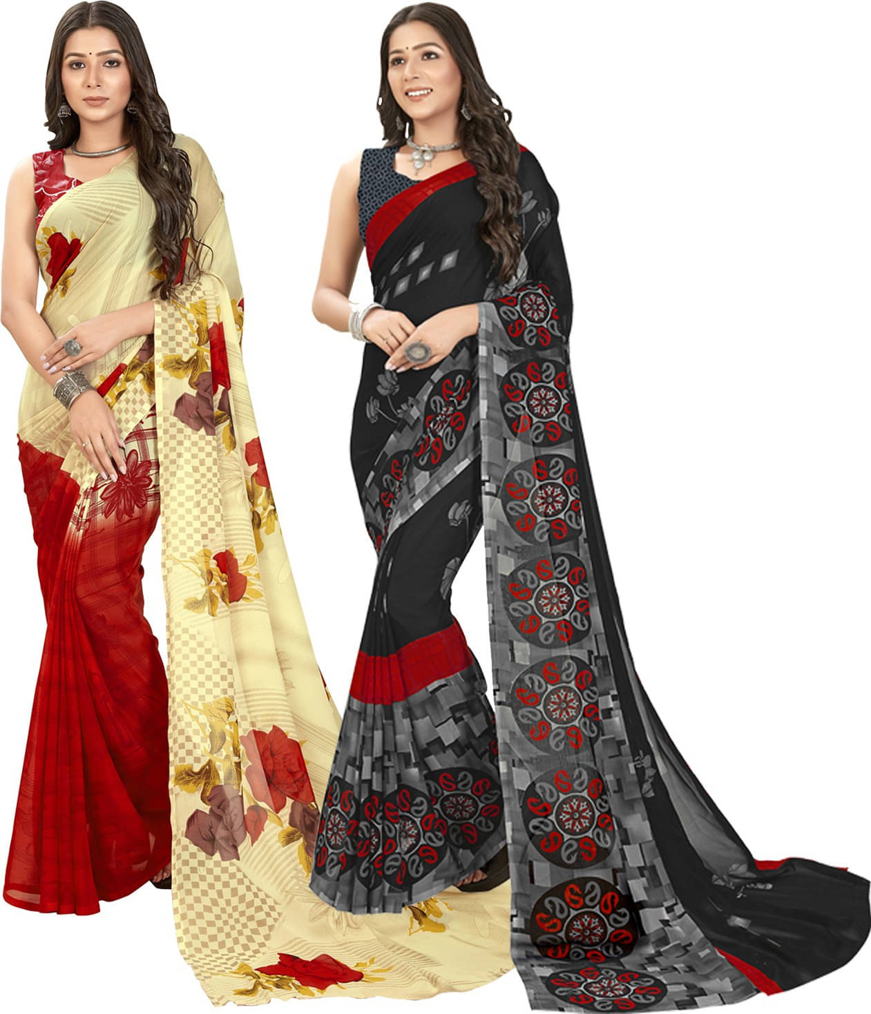     			ANAND SAREE Georgette Printed Regular Saree With Unstitched Blouse Piece ( Multicolor )