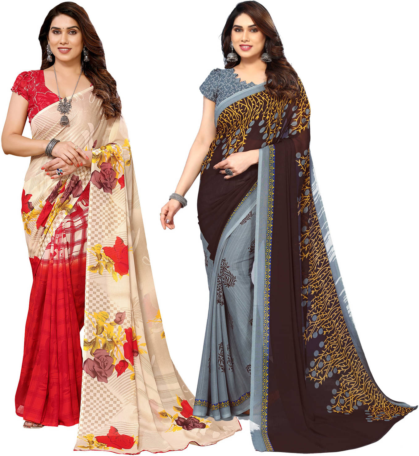     			ANAND SAREE Georgette Printed Regular Saree With Unstitched Blouse Piece ( Multicolor )