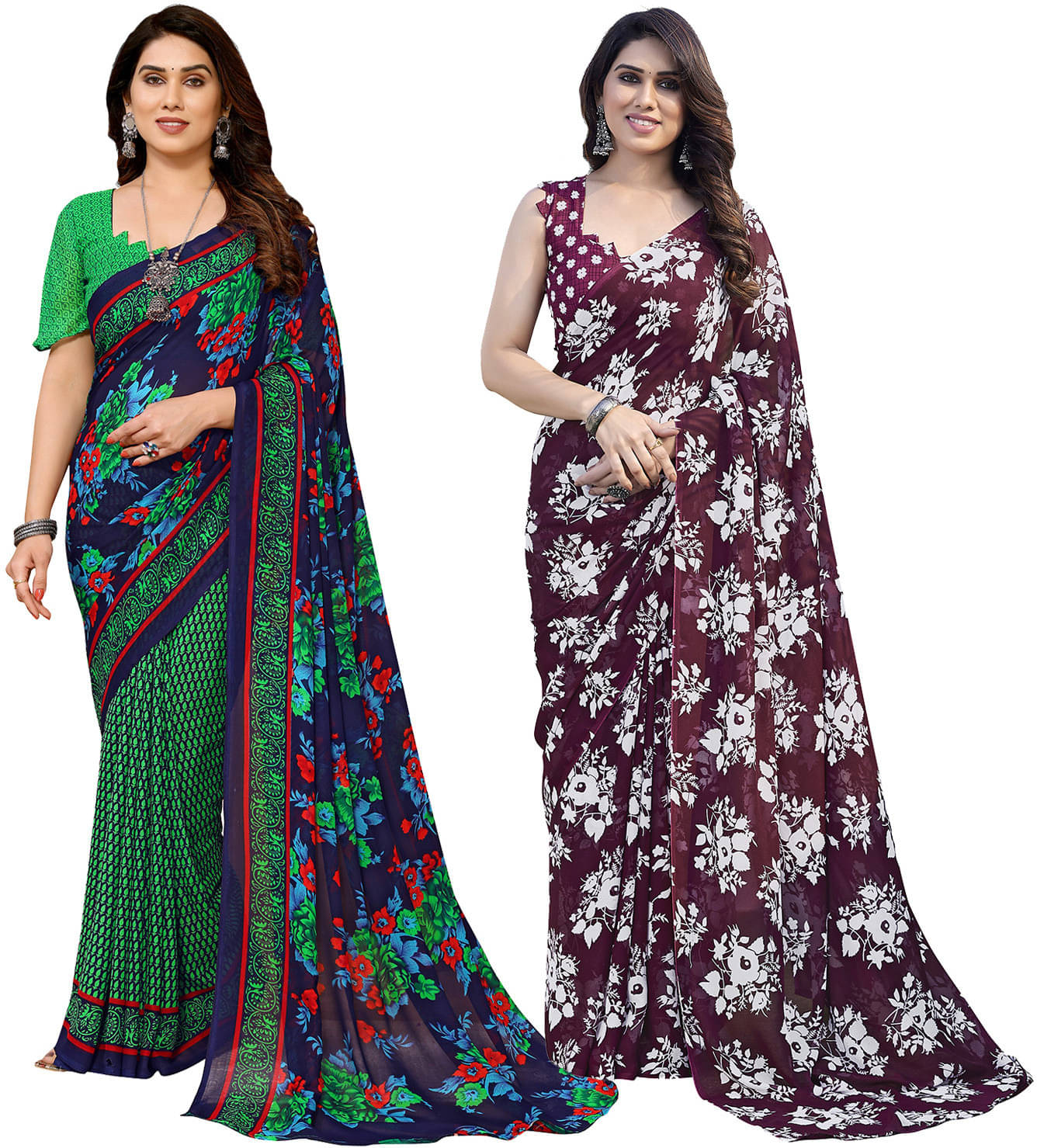 ANAND SAREE Georgette Printed Regular Saree With Unstitched Blouse Piece ( Multicolor ) ANAND SAREE Georgette Printed Regular Saree With Unstitched Blouse Piece ( Multicolor )