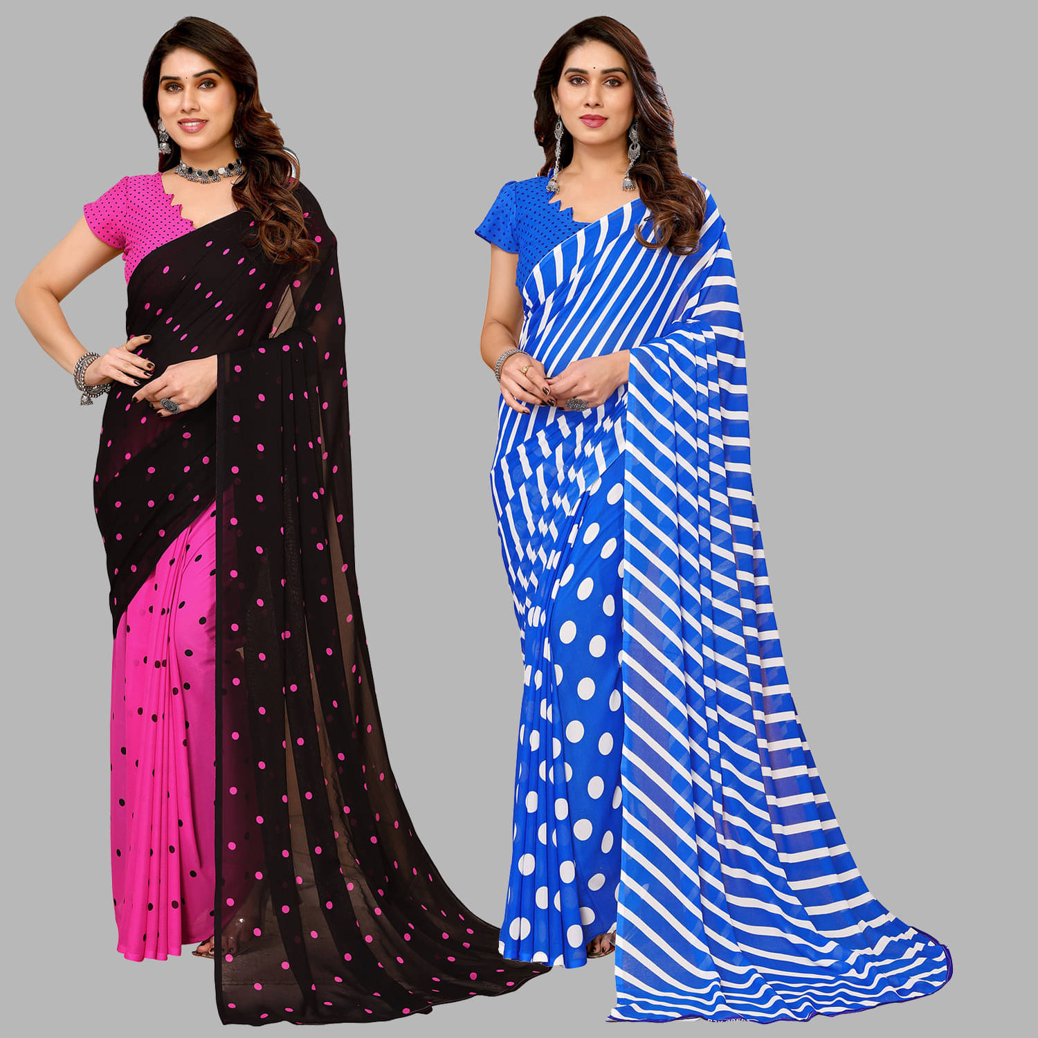     			ANAND SAREE Georgette Printed Regular Saree With Unstitched Blouse Piece ( Multicolor )