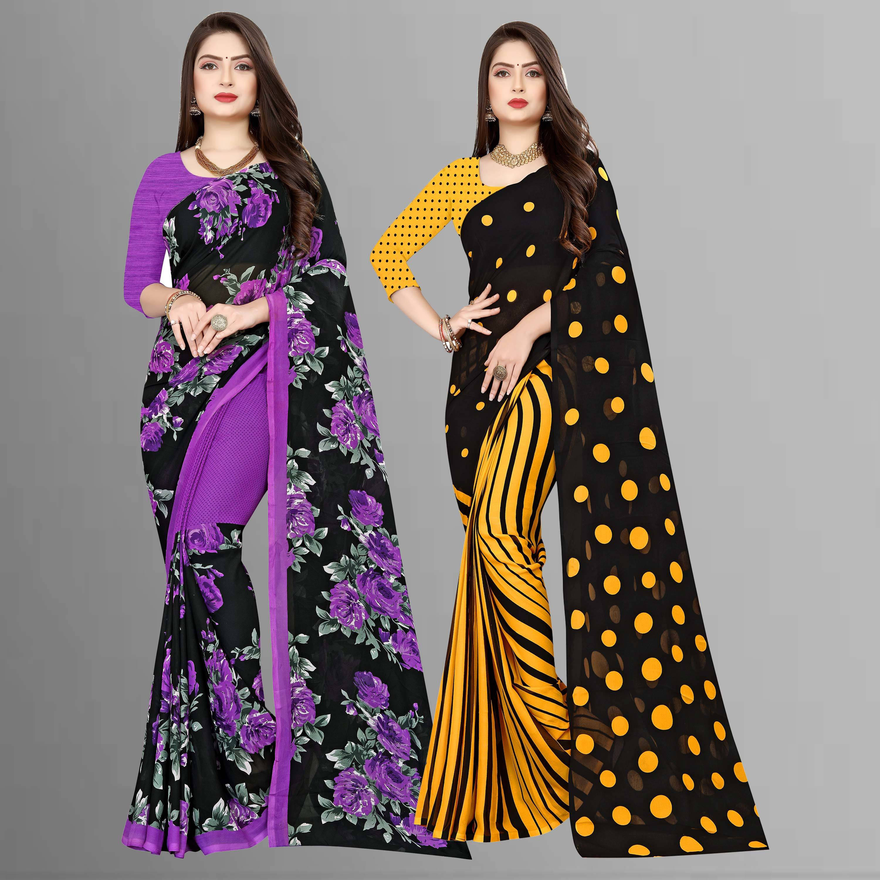 ANAND SAREE Georgette Printed Regular Saree With Unstitched Blouse Piece ( Multicolor )     			ANAND SAREE Georgette Printed Regular Saree With Unstitched Blouse Piece ( Multicolor )